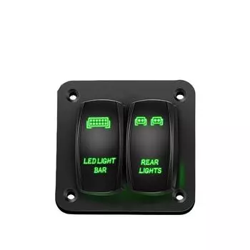 Панель переключателей из алюминиевого сплава с двумя положениями для автомобилей и лодок с двойной синей подсветкой, 12-24 В Two-position panel зелёный