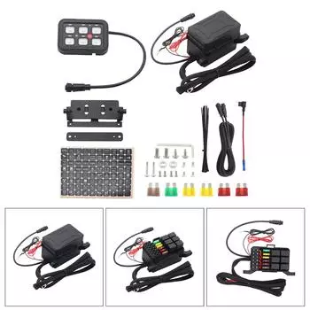 Панель переключателей на 6 групп для автомобильных лодок, универсальный блок системных реле управления цепями со светодиодным переключателем с регулируемой яркостью