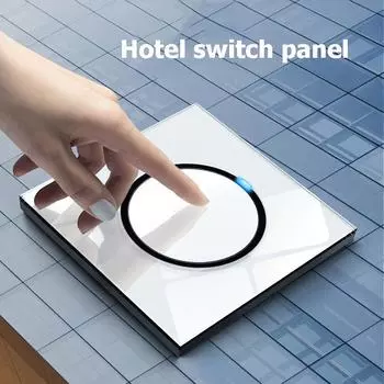 Панель переключателя отеля, настенный стеклянный Wi-Fi Four open Single control белый
