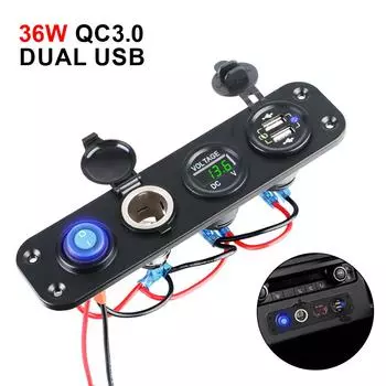 Панель переключателя предохранителя USB зарядные устройства 3.0 24 В 12 В автомобильный адаптер питания автомобильные аксессуары переключатель света вольтметр аксессуары для лодки морской грузовик караван автофургон Red