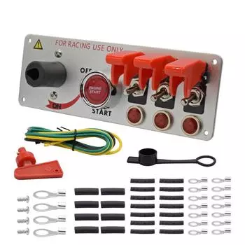 Панель переключателя зажигания гоночного автомобиля 12 В с кнопкой зажигания двигателя, 5 в 1 тумблеры для гоночного спорта, соревновательный