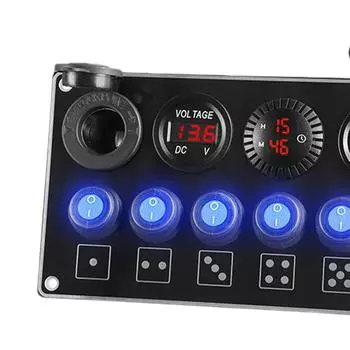 Панель разъема зарядного устройства прочная водонепроницаемая 7-переключательная PD + QC 3.0 модифицированная морская панель переключателей для грузовиков, лодок, мотоциклов, морских судов синий