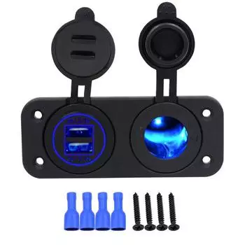 Панель с 2 отверстиями, 4,2 А, два порта USB, зарядное устройство, розетка 12 В/24 В, розетка для автомобиля, мотоцикла, лодки, морской квадроцикл, автофургон красный
