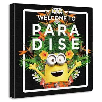 Панель с изображением миньона, черная, 30 см x 30 см, сделано в Японии, постер, стильное преображение интерьера, гостиная, тропическая тканевая панель с изображением персонажа Алоха, min-0001