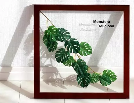 Панель с листьями, сделанная в Японии, ручной работы, Monstera Deliciosa 3 Ayuwara, инструкции по декорированию, в комплекте, картина, настенное панно в рамке, искусство