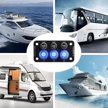 Панель тумблера 12 В-24 В, 3 кнопки, дизайн, водонепроницаемый, простая установка, управление питанием, лодка, грузовик, прицеп, тумблер, автомобильный кулисный переключатель чёрный