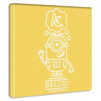 Панель в стиле поп-арт с изображением миньонов 30 см x 30 см, сделано в Японии, постер, стильное преображение интерьера, гостиная, желтая, простая панель с изображением персонажа, ткань min-0010-yel