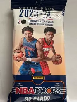 Panini NBA Hoops Basketball Jumbo Fat Cello Value Pack 30 коллекционных карточек Ищите Виктора Вембаньяму RC Ищите случайно вставленные автографы 2023-24 -