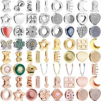 Panjia стерлингового серебра S925DIY цепочка для часов с пряжкой из бисера в форме сердца круглые ретро свободные бусины