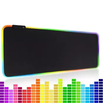 Panjshirv Voice Fetch Rhythm Mouse Pad RGB Light Gaming Mouse Pad Waterproof Optical Waterproof 800mm x 300mm 800 x Anti-Slip x4mm… (Black 300)