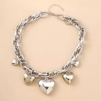 Панк Большое Сердце Любви Подвеска Ожерелье Сплав Цинка Чокер для Женщин Мода Серебристого Цвета Аксессуары для Ожерелья Подарки на День Рождения