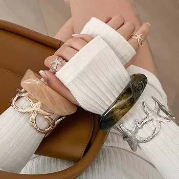 Панк большой нерегулярный браслет-манжета с морской звездой для женщин, модный богемный золотой серебряный цвет, металлический регулируемый открытый браслет, ювелирные изделия, подарки