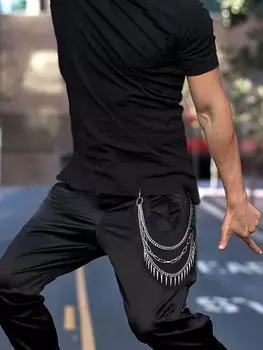 Панк-брюки, геометрическая тройная цепь, ремень-цепочка с крючком, декоративная металлическая цепь