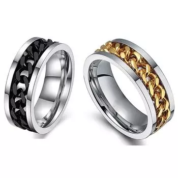 Панк-цепочка из нержавеющей стали, инкрустированное кольцо на палец, ювелирный подарок для девочек и мальчиков 9 белый