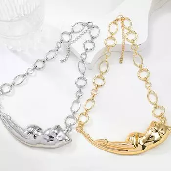 Панк-человеческое ожерелье Y2K Party Jewelry Accessories золотой