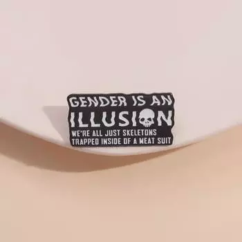 «Панк-черная брошь с черепом и английскими буквами»