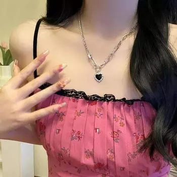 Панк Черное Сердце Ожерелье Для Женщин Цепь Сердце Кулон Ожерелье Ювелирные Изделия
