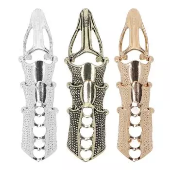 Панк-доспехи, костяшки пальцев, винтажные гибкие готические украшения для ногтей для женщин и мужчин, косплей на Хэллоуин Silver