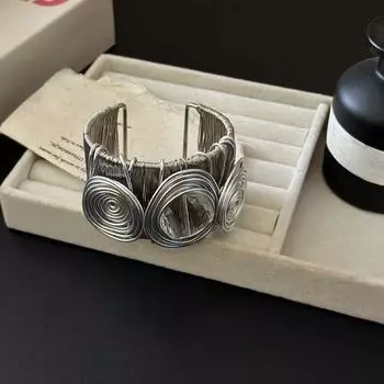 Панк-готический браслет со стразами, серебряный цвет, преувеличенный браслет, металлический браслет, музыкальная вечеринка прозрачный/серебряный