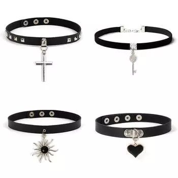 Панк-готический колье с шипами из искусственной кожи, воротник, подвеска, ожерелье, массивные ювелирные изделия D