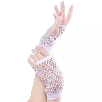 Панк-готический женский диско-танцевальный костюм, кружевные сетчатые перчатки без пальцев без пальцев белый