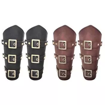 Панк хип-хоп косплей кожаная броня рука викинг браслеты пиратский рыцарь перчатка наруч наручи аксессуары чёрный