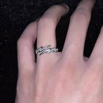 Панк хип-хоп серебряный цвет циркон молния открытые кольца для мужчин ювелирные изделия подарок креативное регулируемое кольцо OneSize