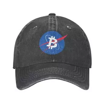 Панк-хлопок Bitcoin Space Moon Бейсболка для женщин Унисекс Регулируемая BTC Crypto Coins Dad Hat Защита от солнца Adult Baseball Cap