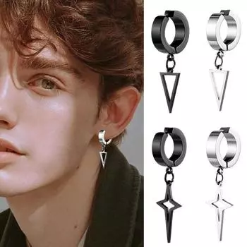 Панк-клипса из нержавеющей стали унисекс хип-хоп серьги-манжеты для мужчин и женщин готический стиль пирсинг поддельные украшения для ушей аксессуары темперамент подарки на вечеринку Triangle серебряный