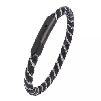 Панк кожаный браслет модный нержавеющая сталь изысканные защелки проволочная плетеная ручная веревка мужские ювелирные браслеты браслеты 165mm золотой