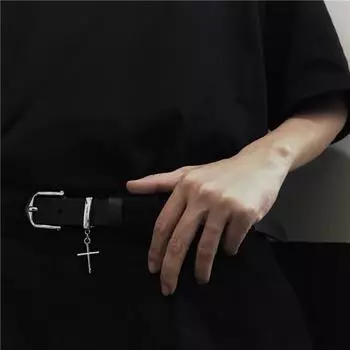 Панк-крест подвеска джинсовые брюки ремень ретро мужской женский поясной ремень искусственная кожа металлическая пряжка хип-хоп пояс