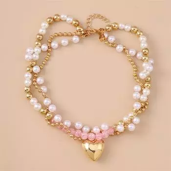 Панк Многослойные Металлические Ожерелья с Подвеской в виде Большого Сердца Любви и Имитацией Жемчуга для Женщин Девушек Вечеринка Фестиваль Ювелирные Изделия Подарки