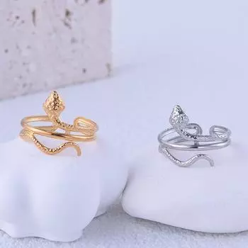 Панк-модное и крутое открытое кольцо в форме змеи. Нейтральное хип-хоп-модное кольцо на палец с индексом личности. Крутое кольцо в стиле и темпераменте.