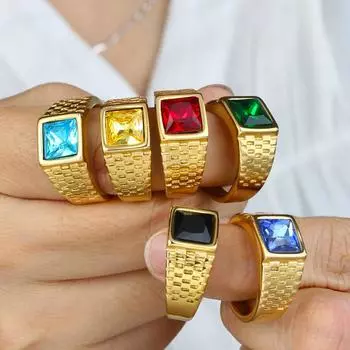 Панк разноцветные высококачественные кольца из камня для мужчин и женщин, модные, очаровательные, индивидуальные, хип-хоп, кольца из нержавеющей стали, оптовая продажа ювелирных изделий 7 чёрный