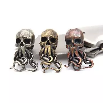 Панк Ретро Осьминог Череп Голова Ножа Бусины Креативный Брелок Подвески Ювелирные Изделия Зонтик Веревка Завесы EDC Открытый DIY Аксессуары латунный