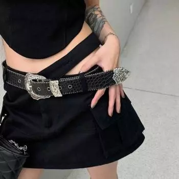 Панк ретро поясной ремень брюки украшения PU кожа пояса винтажный Y2K широкий ремень подарок