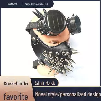 Панк ретро заклепки мотоциклетная маска для Хэллоуина велосипедный спорт, пылезащитная кожа чёрный