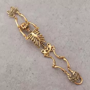 Панк-рок готический браслет с черепом для мужчин из нержавеющей стали скелетная цепочка байкерский ювелирный бренд мужские браслеты аксессуары 21CM старый серебряный