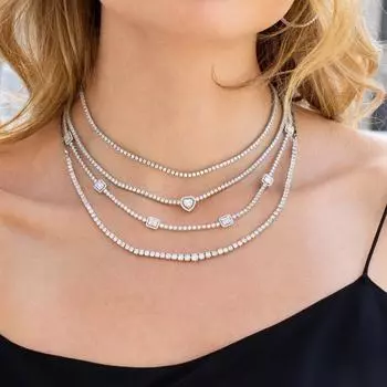 Панк-рок Iced Out Bling 3MM циркон CZ теннисная цепочка чокер ожерелье с подвеской в виде сердца для женщин хип-хоп ювелирные изделия 41cm