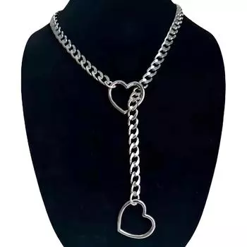 Панк-рок преувеличение личности сердце О-кольцо скользящая цепь для женщин девочек простое универсальное длинное ожерелье ювелирные изделия аксессуары подарок A1