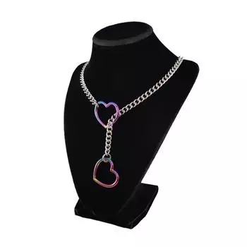 Панк-рок преувеличение личности сердце О-кольцо скользящая цепь для женщин девочек простое универсальное длинное ожерелье ювелирные изделия аксессуары подарок