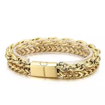 Панк-рок, простой модный двухслойный браслет, мужской браслет из титановой стали, корейская версия, ювелирное изделие с трансграничной рамкой, подарок