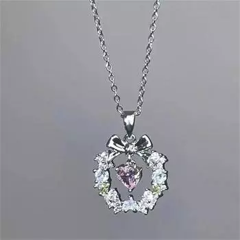 Панк-розовое ожерелье с бантом в виде сердца для женщин в готическом стиле с легкими роскошными подвесками в виде цветка-чокера