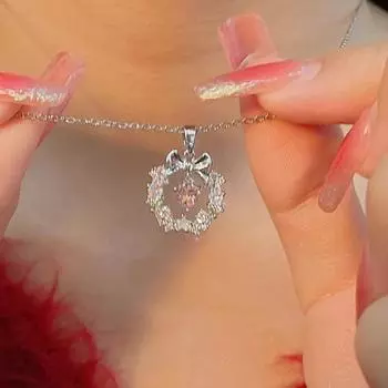 Панк-розовое ожерелье с бантом в виде сердца для женщин в готическом стиле с легкими роскошными подвесками в виде цветка-чокера A6