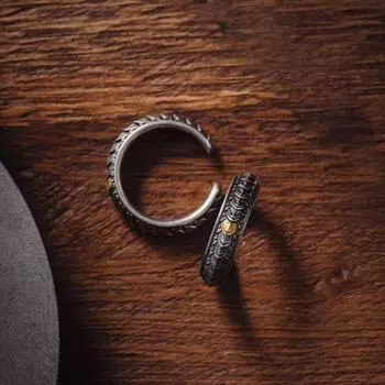 Панк-шик, регулируемое изысканное цинковое сплавное кольцо с открывающимся кольцом в виде чешуи дракона, серебристое ретро-кольцо, мужские ювелирные изделия C