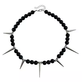 Панк-стиль готический ключичный чокер с цепочкой индивидуальность черный жемчуг конусное ожерелье
