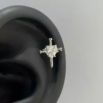 Панк Стиль Крест Пронзает Сердцевидные Циркониевые Серьги Для Женщин Девушек Модные Блестящие Серьги Ювелирные Аксессуары Подарки