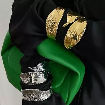 Панк-стиль преувеличенный нерегулярный браслет в виде листа преувеличенный широкий металлический браслет женские ювелирные изделия подарочные открывающиеся браслеты