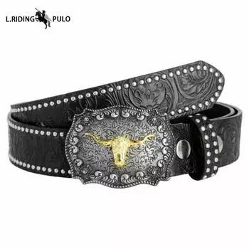 Панк Стиль Трендовые Ретро Ремни Мода Мужские и Женские Ремни Ремни 110cm чёрный