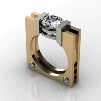 Панк-унисекс с кубическим цирконием, позолоченное квадратное геометрическое кольцо на палец, ювелирные изделия для вечеринок US 10